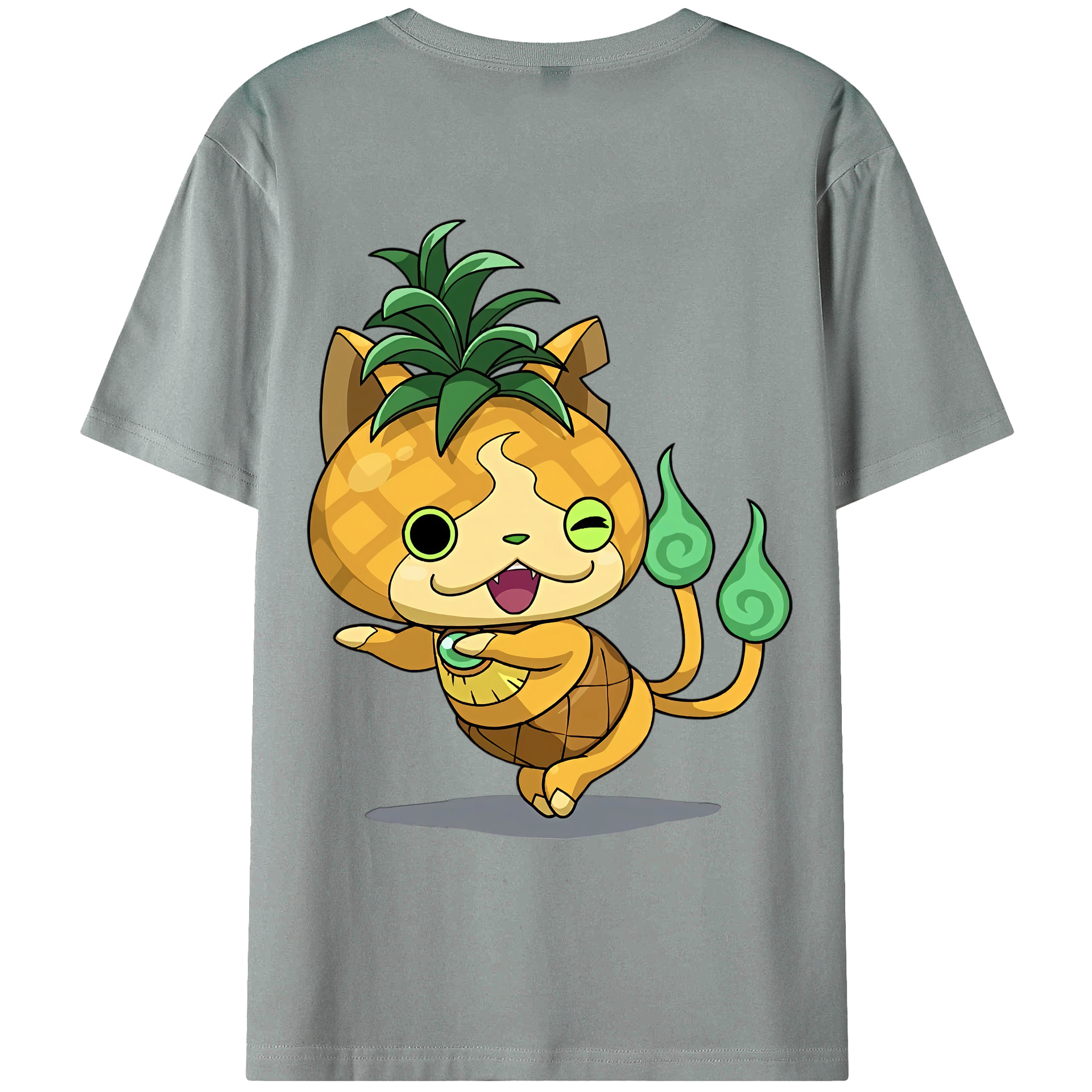 （画像用） 妖怪ウォッチ Yo-kai Watch 綿100％ メンズ半袖Tシャツ（バックプリント） 通気性